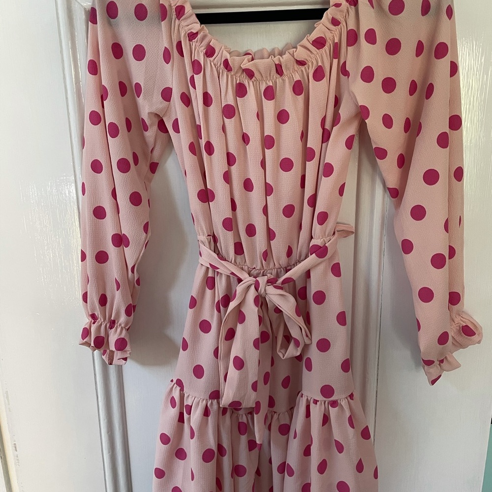 Pink polka dot dress